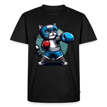 Boxing Cat - Men's Premium Organic T-Shirt - black - Front - Nico (187cm)