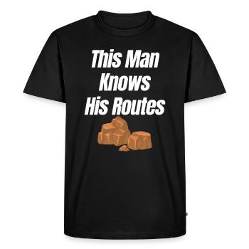 This man knows his routes: bouldering, - Men's Premium Organic T-Shirt - black - Front - Nico (187cm)