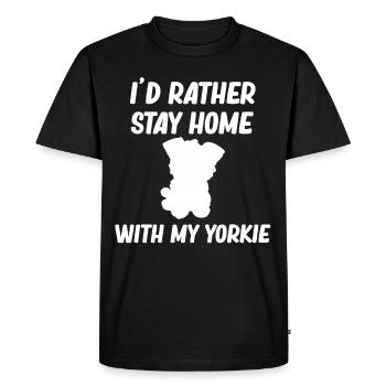 Je préfère rester à la maison avec mon Yorkie - T-shirt Premium bio Homme - noir - Devant - Nico (187cm)