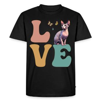 DEAR Sphynx Cat - Men's Premium Organic T-Shirt - black - Front - Nico (187cm)