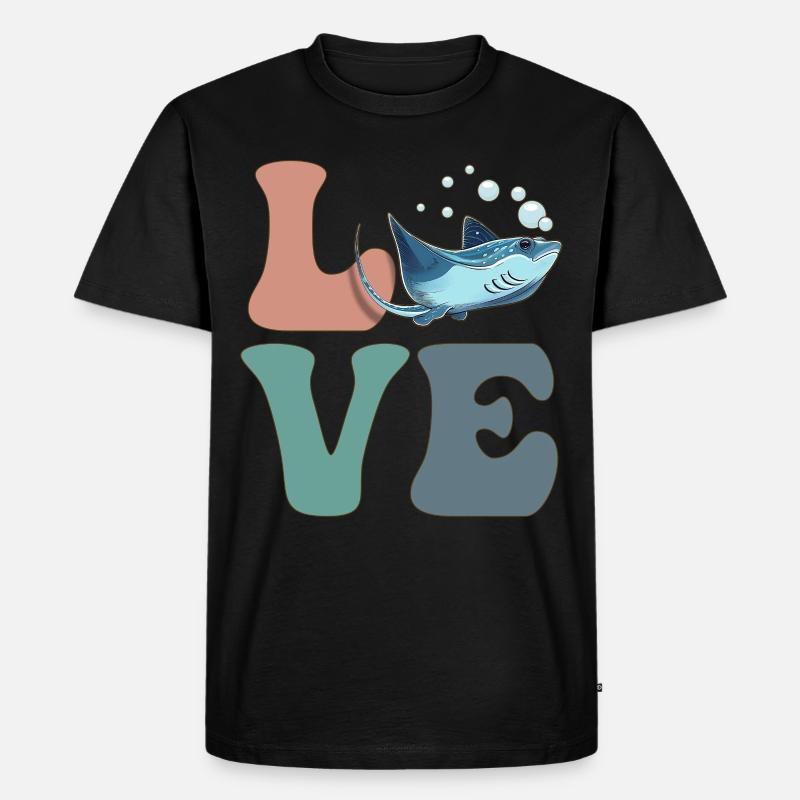 LIEBE Stachelrochen Mantarochen - Männer Premium Bio T-Shirt - Schwarz
