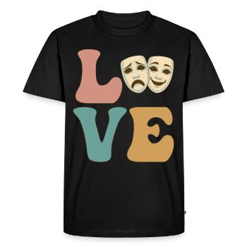 AMOUR, Théâtre, Drame, Comédie, Théâtre de mascarade - T-shirt Premium bio Homme - noir - Devant - Nico (187cm)