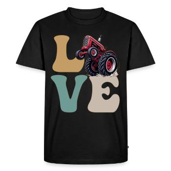 LOVE Tractor Pulling Tractor Driver Farmer Farming - Men's Premium Organic T-Shirt - black - Front - Nico (187cm)