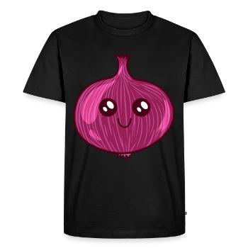 Red Onion Vegetable Spice Kawai Kitchen Face - Men's Premium Organic T-Shirt - black - Front - Nico (187cm)