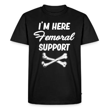 Je suis ici Soutien fémoral Orthopédique - T-shirt Premium bio Homme - noir - Devant - Nico (187cm)