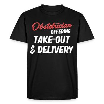 Obstetrician offers gynecologist takeaway - Men's Premium Organic T-Shirt - black - Front - Nico (187cm)