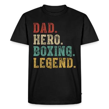 Dad Hero Boxing Legend - Men's Premium Organic T-Shirt - black - Front - Nico (187cm)