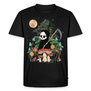 Nature Ghost Ghost Halloween Mushrooms Night Spooky - Men's Premium Organic T-Shirt - black - Front - Nico (187cm)