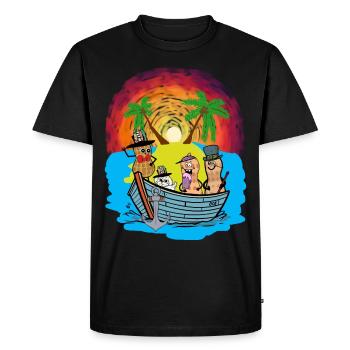 Expédition dans les mers du Sud, Voyage, Aventure, Cacahuètes, Ahoy - T-shirt Premium bio Homme - noir - Devant - Nico (187cm)