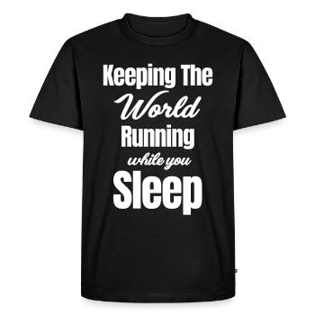 Keeping the world going while you sleep - Men's Premium Organic T-Shirt - black - Front - Nico (187cm)