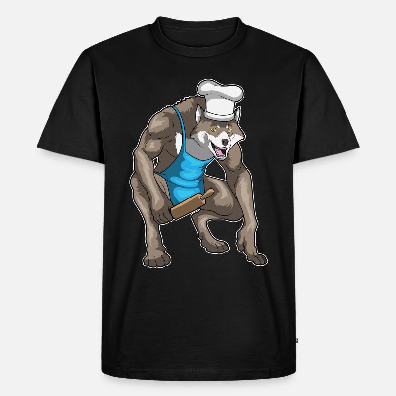 Werwolf Halloween Bäcker - Männer Premium Bio T-Shirt - Schwarz