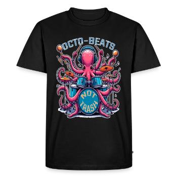 Octo bat pas à la poubelle, batteur de poulpe respectueux de l’environnement - T-shirt Premium bio Homme - noir - Devant - Nico (187cm)