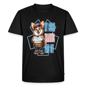 Corgi grand-père sagesse, célébration joyeuse de la promotion - T-shirt Premium bio Homme - noir - Devant - Nico (187cm)