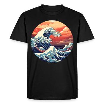 Große Welle The Great Wave Kanagawa - Men's Premium Organic T-Shirt - black - Front - Nico (187cm)