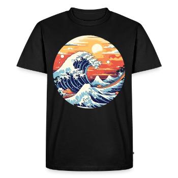 Große Welle La Grande Vague Kanagawa - T-shirt Premium bio Homme - noir - Devant - Nico (187cm)