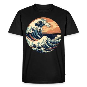Große Welle La Grande Vague Kanagawa - T-shirt Premium bio Homme - noir - Devant - Nico (187cm)