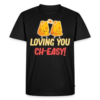 Loving You Is Ch-easy Cheese Cheddar Mozzarella - T-shirt Premium bio Homme - noir - Devant - Nico (187cm)