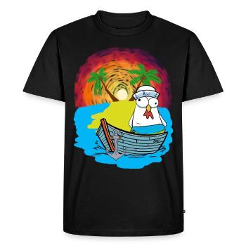 Chickens Sailors Boat Beach Swimming Ring Ahoy - Men's Premium Organic T-Shirt - black - Front - Nico (187cm)