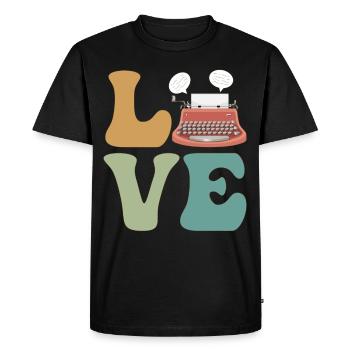 AMOUR Machine à écrire écrivain auteur écriture - T-shirt Premium bio Homme - noir - Devant - Nico (187cm)