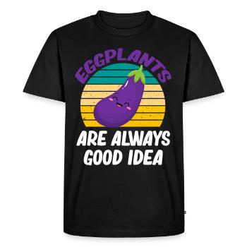 L’aubergine Aub est toujours une bonne idée Aubergine - T-shirt Premium bio Homme - noir - Devant - Nico (187cm)