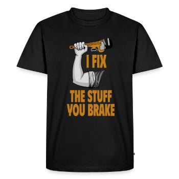 Je vais réparer ce que vous cassez artisan amusant - T-shirt Premium bio Homme - noir - Devant - Nico (187cm)