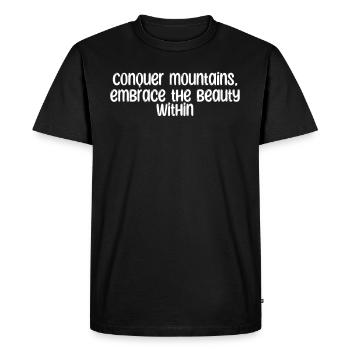 Randonnée - Partez à la conquête des montagnes, embrassez la beauté - T-shirt Premium bio Homme - noir - Devant - Nico (187cm)