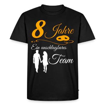 8 ans Rose mariage 8 anniversaire de mariage Couple cadeau - T-shirt Premium bio Homme - noir - Devant - Nico (187cm)