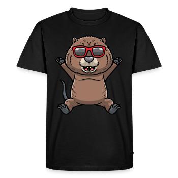 Dancing muskrat rodent - Men's Premium Organic T-Shirt - black - Front - Nico (187cm)