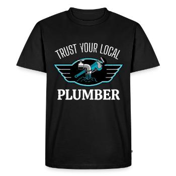 Trust your local plumber - Men's Premium Organic T-Shirt - black - Front - Nico (187cm)