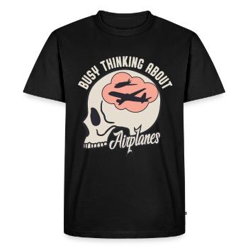 Airplane Enthusiast Airplanes Aviation Geek - Men's Premium Organic T-Shirt - black - Front - Nico (187cm)