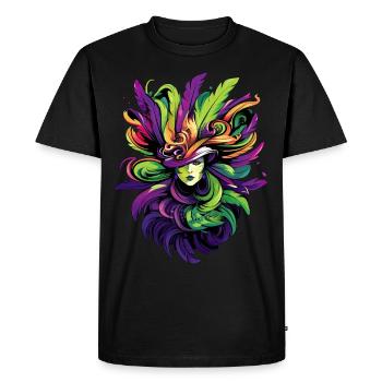 Mardi Gras Woman with Colorful Feathers Carnival - Männer Premium Bio T-Shirt - Schwarz - Vorne - Nico (187cm)
