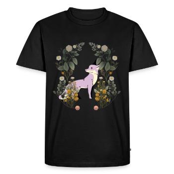 Renard rétro Vintage faune renards botanique Nature - T-shirt Premium bio Homme - noir - Devant - Nico (187cm)