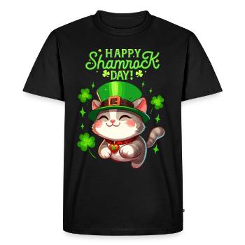 Chat de la Saint-Patrick Shamrock Lucky Kitten Fun - T-shirt Premium bio Homme - noir - Devant - Nico (187cm)