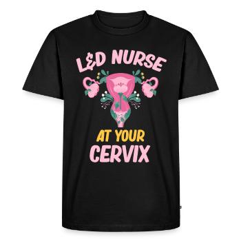 L&D Infirmière Tu pousses Je vais accoucher - T-shirt Premium bio Homme - noir - Devant - Nico (187cm)