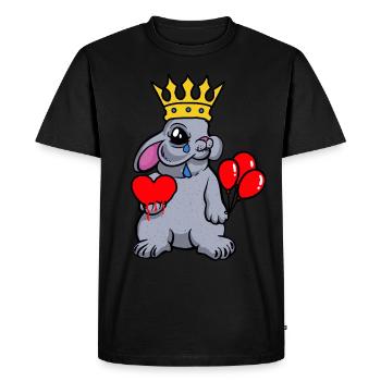 Bunny, King, Heart, Fantasy, Rabbit, Feelings, Emotion - Men's Premium Organic T-Shirt - black - Front - Nico (187cm)