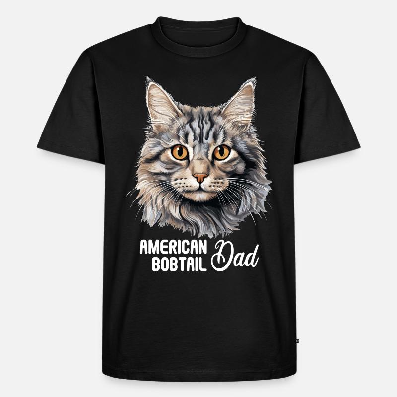 Cat Katzen American Bobtail - Männer Premium Bio T-Shirt - Schwarz