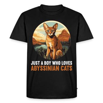 Abyssinian Cat Abessinierkatze - Men's Premium Organic T-Shirt - black - Front - Nico (187cm)