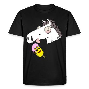 Cheval, Été, Crème Glacée, Faim, Grignotage, Rafraîchissement - T-shirt Premium bio Homme - noir - Devant - Nico (187cm)
