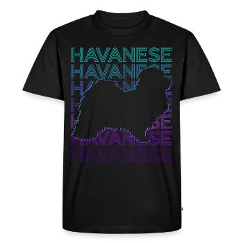Chien bichon havanais rétro - T-shirt Premium bio Homme - noir - Devant - Nico (187cm)