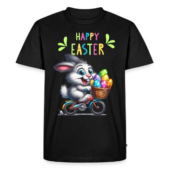 Lapin de Pâques Vélo Oeufs De Pâques Drôle Enfants - T-shirt Premium bio Homme - noir - Devant - Nico (187cm)