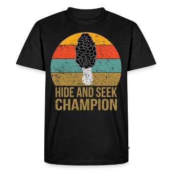 Vintage Morel Hunting Mushroom Hunter Mesh - Men's Premium Organic T-Shirt - black - Front - Nico (187cm)