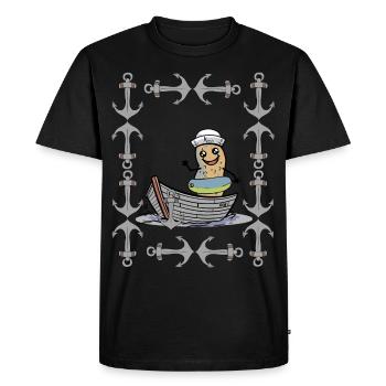 Cacahuète rétro Vintage ancre Maritime marin Ahoy - T-shirt Premium bio Homme - noir - Devant - Nico (187cm)