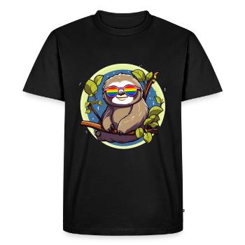 Mois de la fierté LGBTQ Sloth - T-shirt Premium bio Homme - noir - Devant - Nico (187cm)