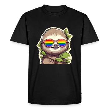 LGBTQ Pride Month Faultier mit Sonnenbrille - Männer Premium Bio T-Shirt - Schwarz - Vorne - Nico (187cm)