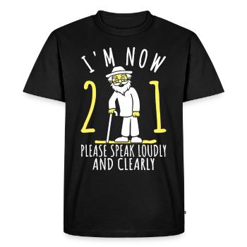 21ème anniversaire 21ème 21ème J’ai maintenant 21 ans - T-shirt Premium bio Homme - noir - Devant - Nico (187cm)
