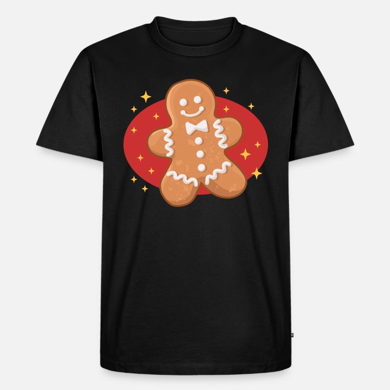 Lebkuchenmann Lebkuchen Lebkuchenmänner Geschenk - Männer Premium Bio T-Shirt - Schwarz