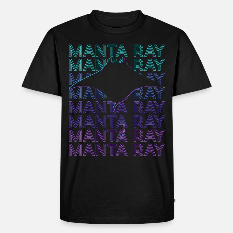 Manta Rochen Stachelrochen Retro - Männer Premium Bio T-Shirt - Schwarz