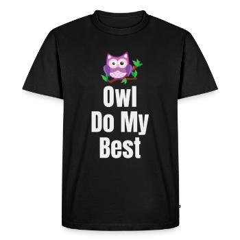 Hibou faire mes meilleurs jeux de mots - T-shirt Premium bio Homme - noir - Devant - Nico (187cm)