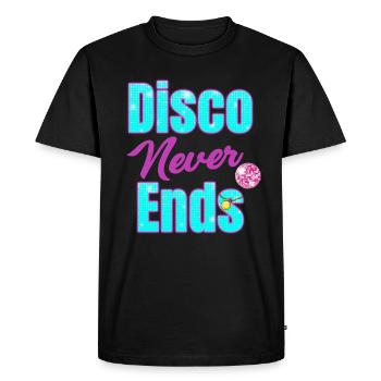 Disco Never Stops Classic Groovy Vintage - Men's Premium Organic T-Shirt - black - Front - Nico (187cm)