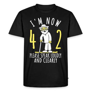 42e anniversaire 42e 42e J’ai 42 ans maintenant - T-shirt Premium bio Homme - noir - Devant - Nico (187cm)